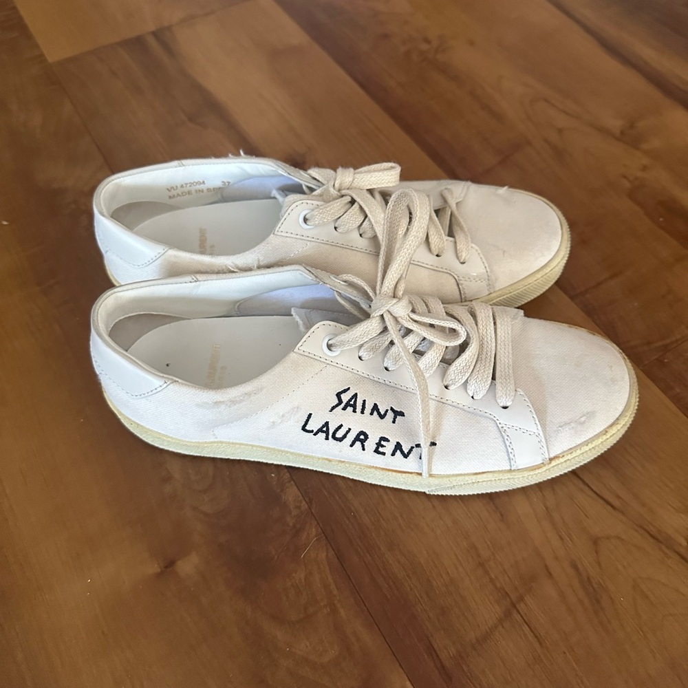 Saint Laurent COURT CLASSIC SL/06 EMBROIDERED SNEAKERS IN CANVAS AND LEATHER.